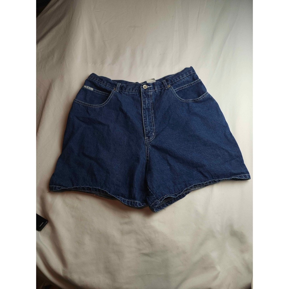 RVT Serve Piping Hot Vintage Denim Shorts Womens 18 Dark Wash Carpenter Cargo